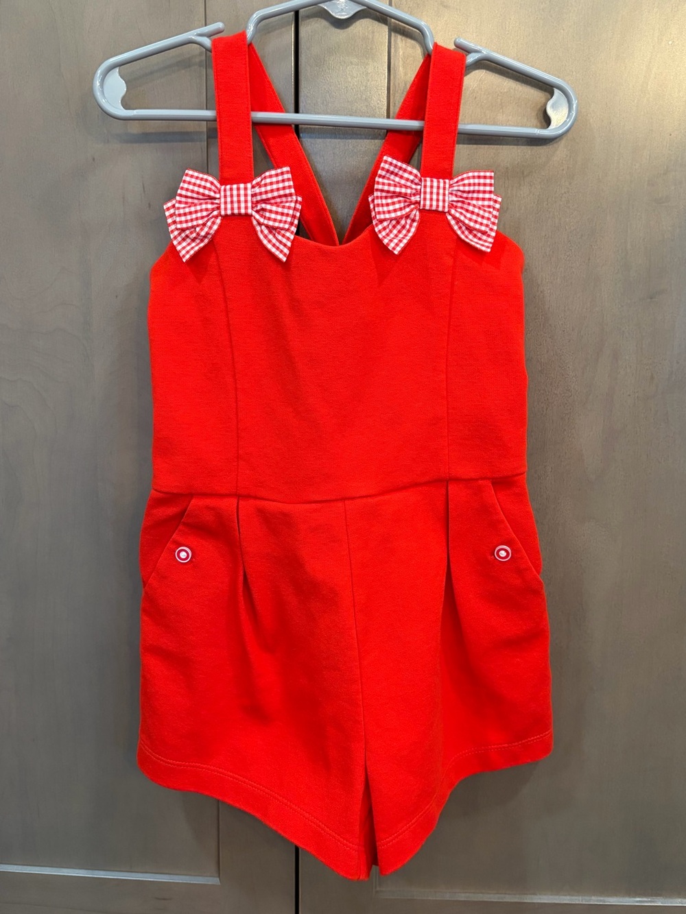 Janie and Jack Red Bow-Strap Romper